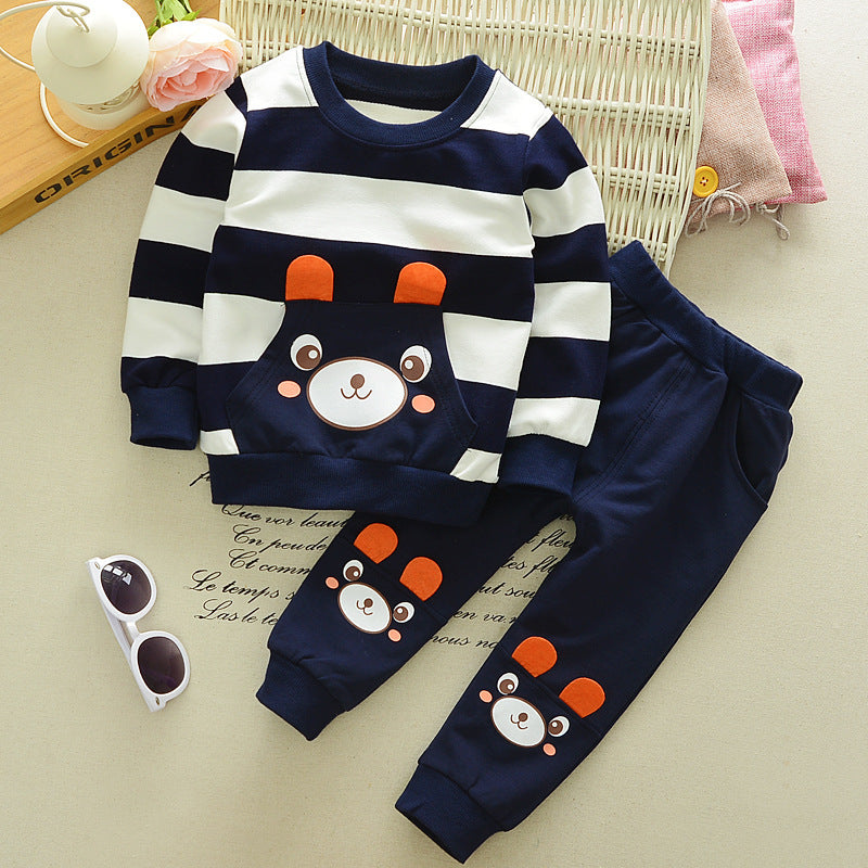 Clothing Suit Toddler Cartoon Bear Striped Sweat Shirt & Pant