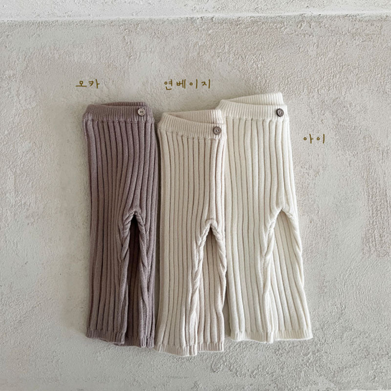 Toddler Home Wearable Sunken Stripe Knitted Leggings