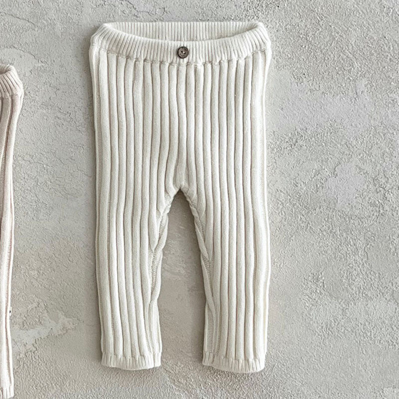 Toddler Home Wearable Sunken Stripe Knitted Leggings