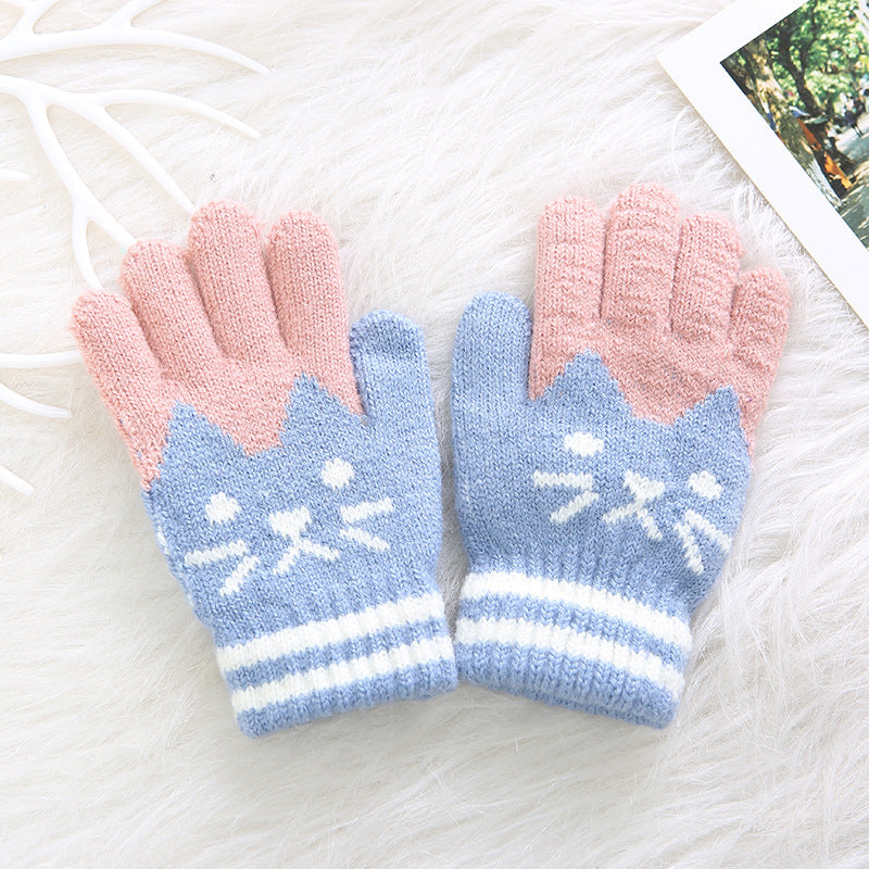 Gloves for Children (Unisex) with Cat Pattern