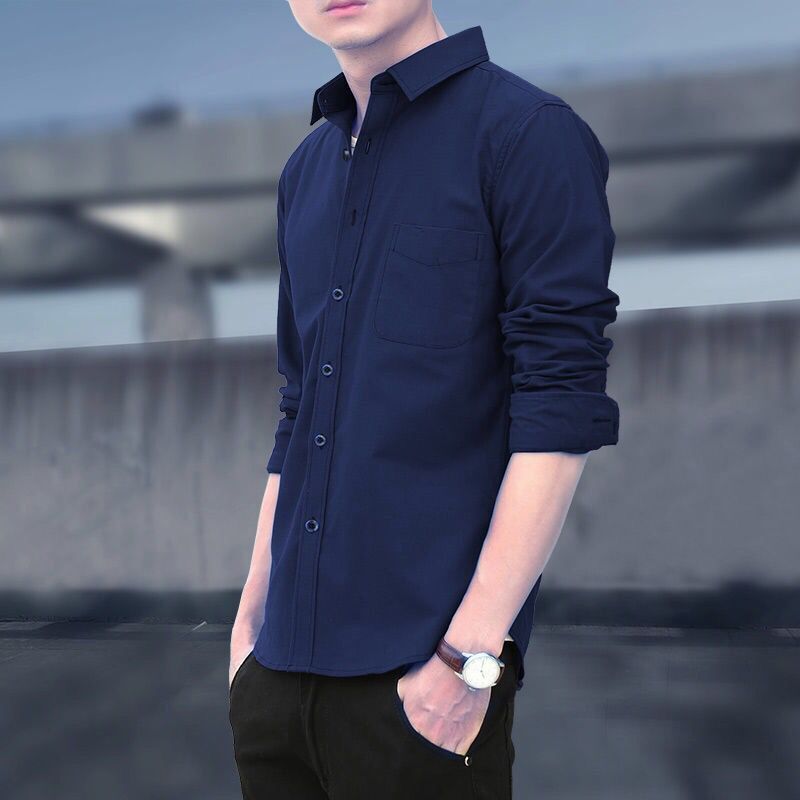 Youth & Men's Slim Fit Casual Long Sleeve Shirts