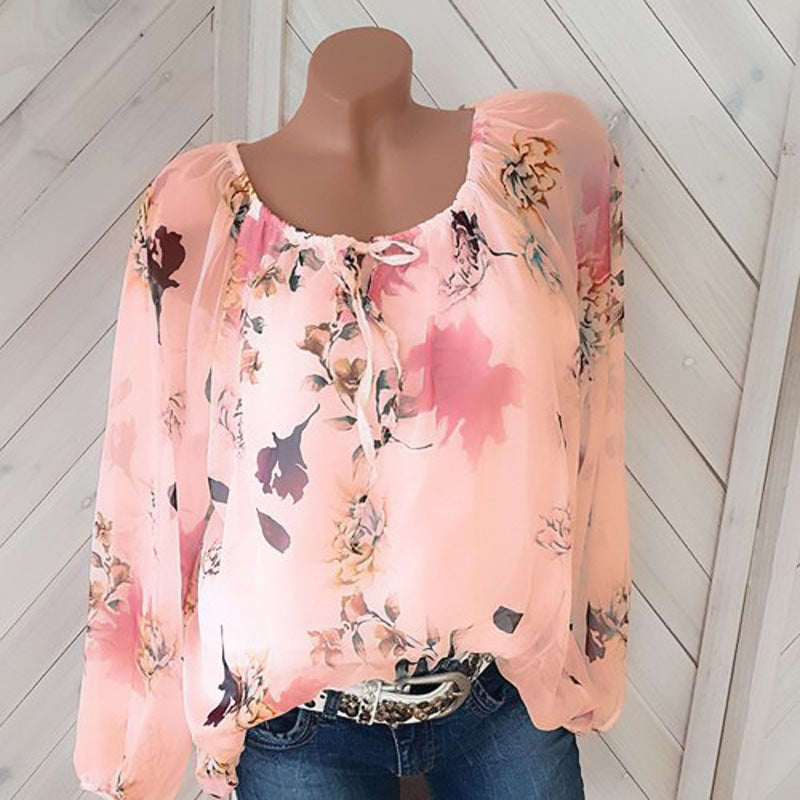 Women's Fashion Printed Loose Long Sleeved Shirts
