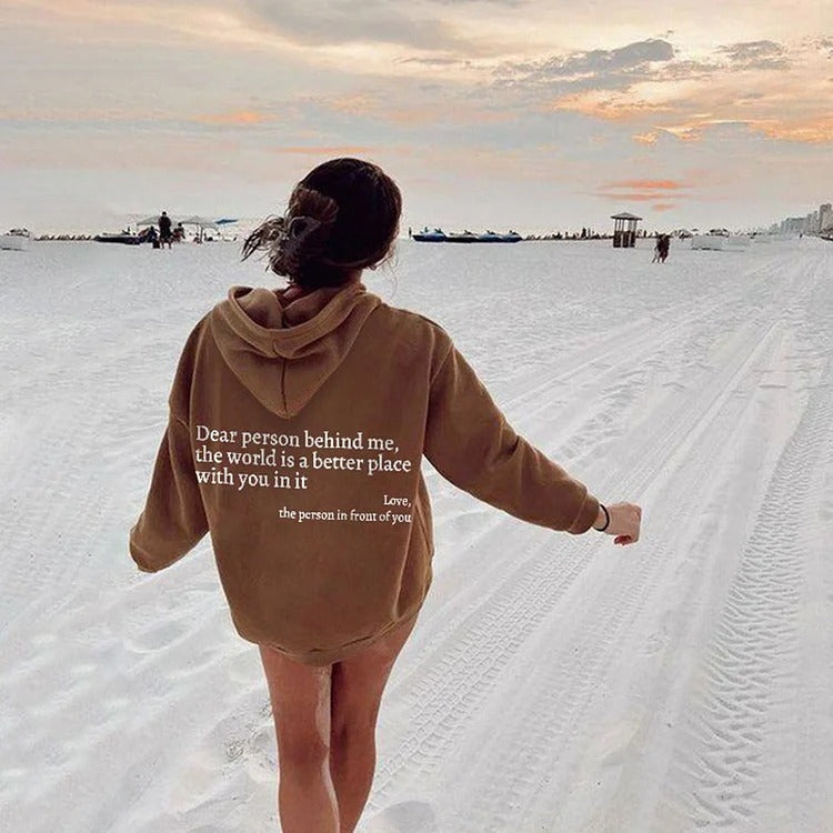 Youth's Plush Letter Printed Kangaroo Pocket Drawstring Printed Hoodie Unisex Trendy Hoodies