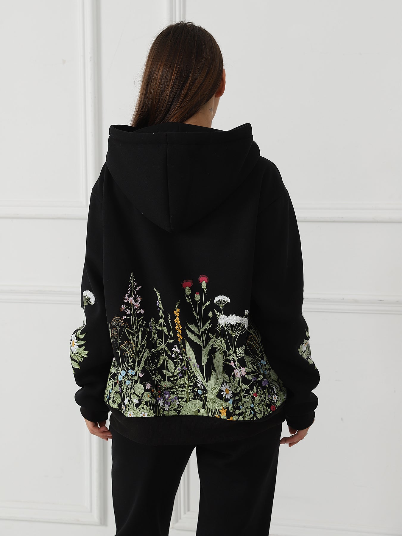 Youth & Women's Solid Color Floral Long Sleeved Hoody