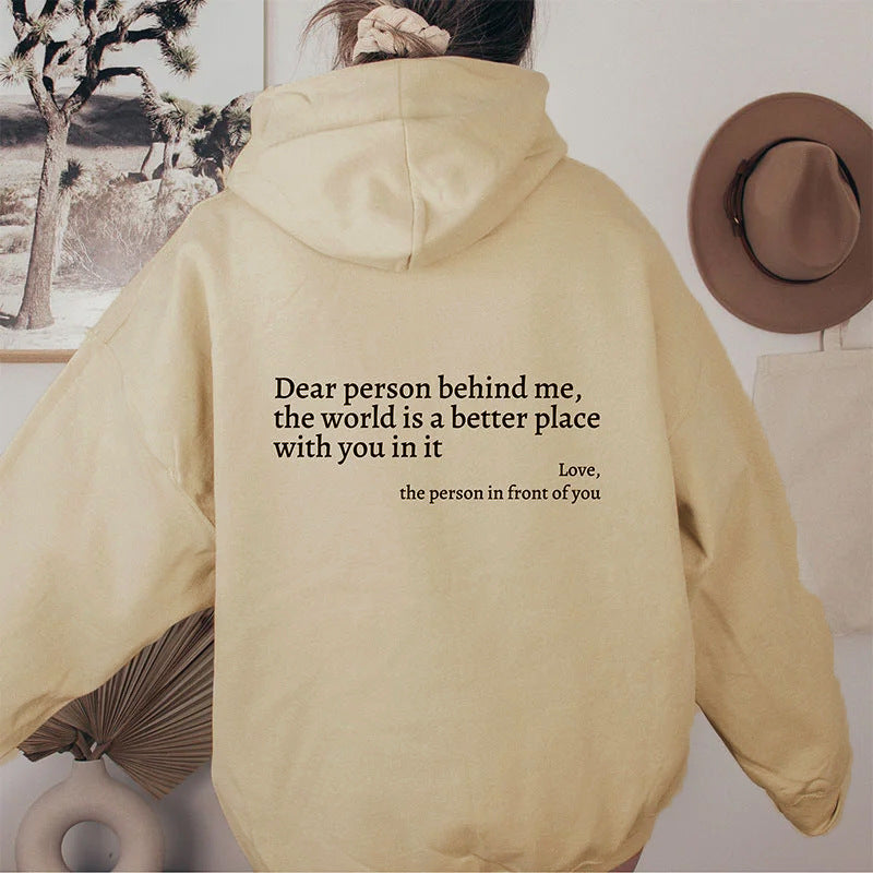 Youth's Plush Letter Printed Kangaroo Pocket Drawstring Printed Hoodie Unisex Trendy Hoodies