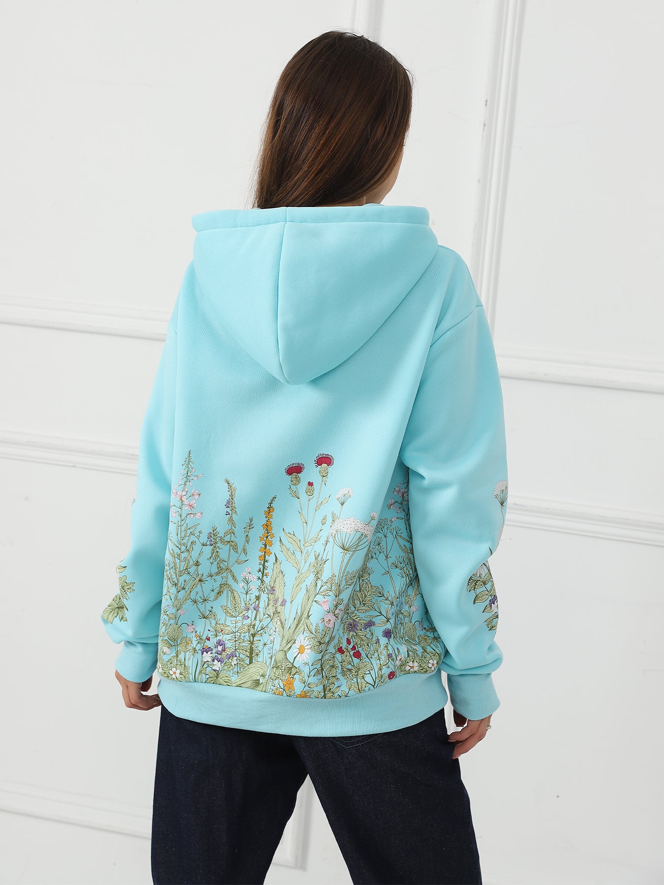 Youth & Women's Solid Color Floral Long Sleeved Hoody