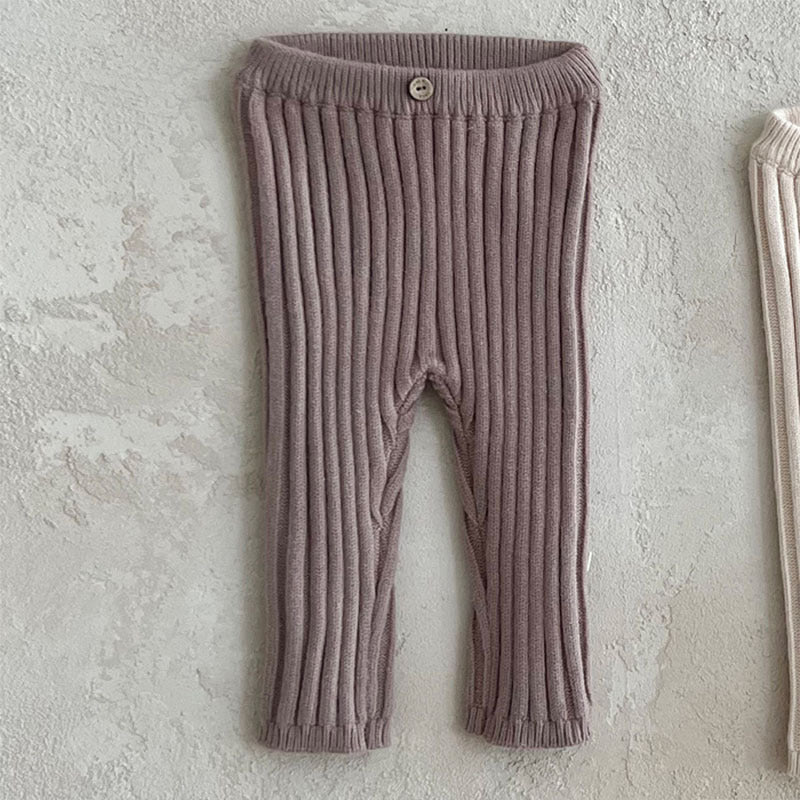Toddler Home Wearable Sunken Stripe Knitted Leggings