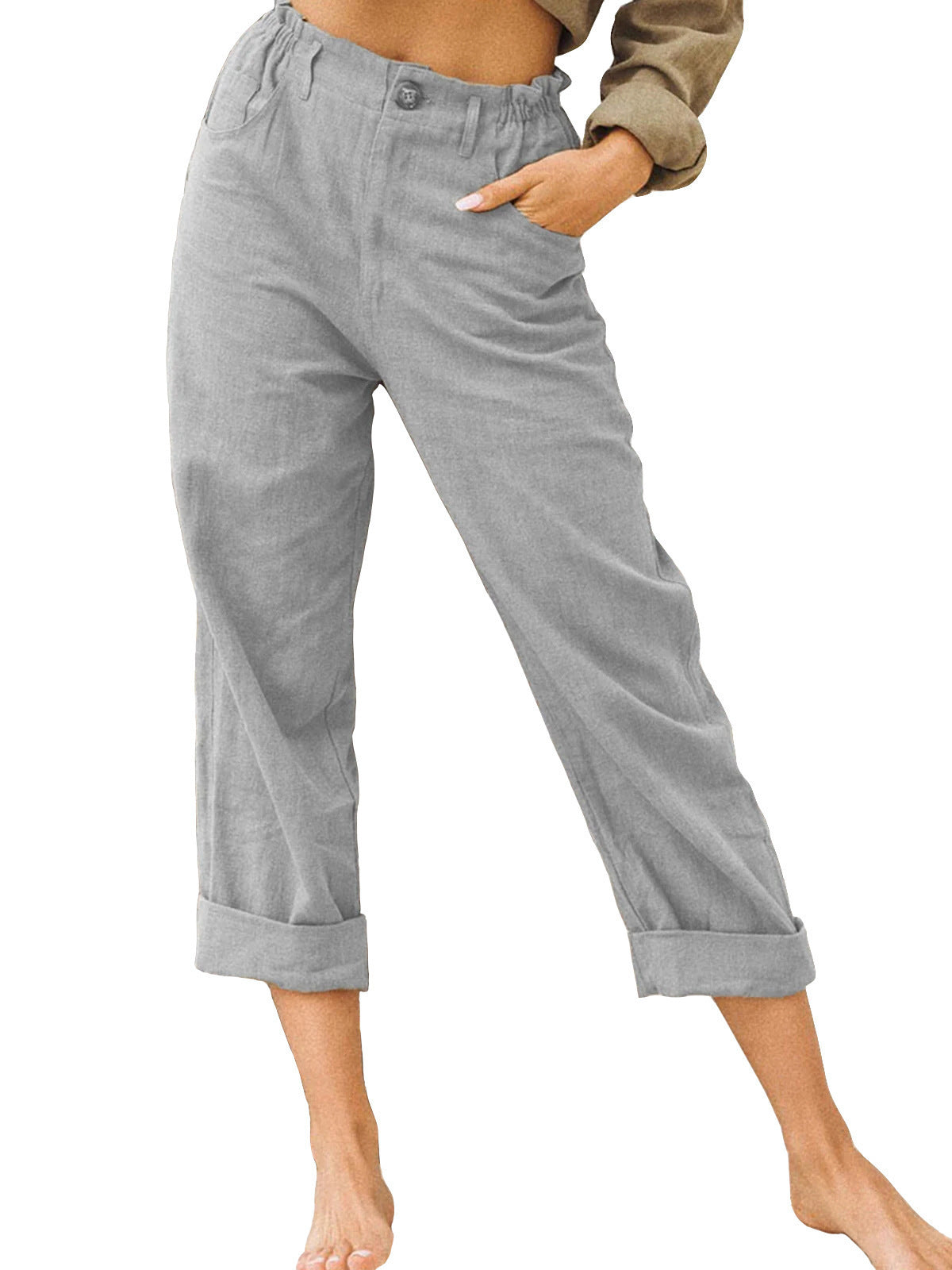 Youth & Women's Joggers Pants Fashion High Waist Casual Pants With Pockets