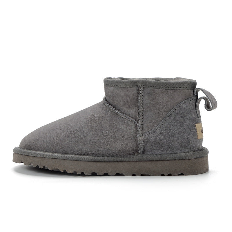 Short Sheepskin Leather Snow Boots for Girls