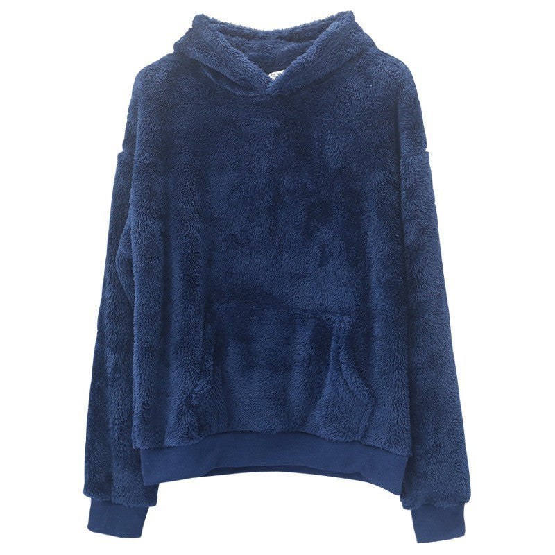 Winter New Double-sided Velvet Youth Hooded Sweater