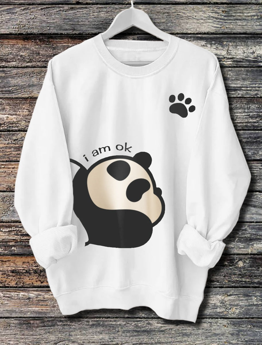 Girls & Women's Long-Sleeved Panda Print Sweatshirt