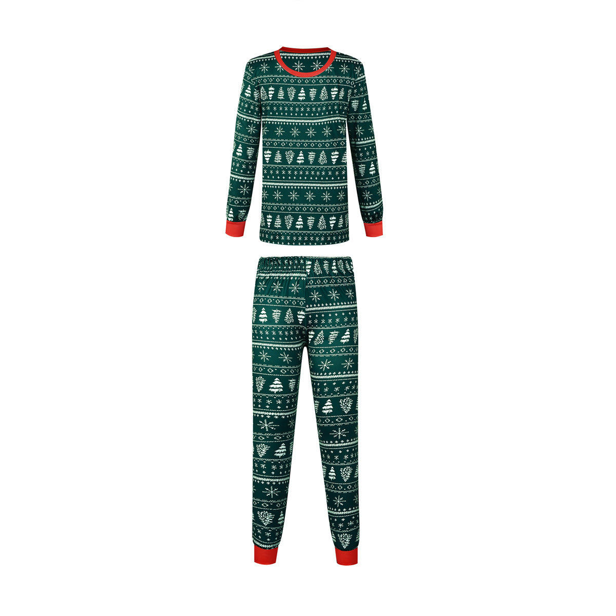 Christmas Print Contrast Color Pajamas