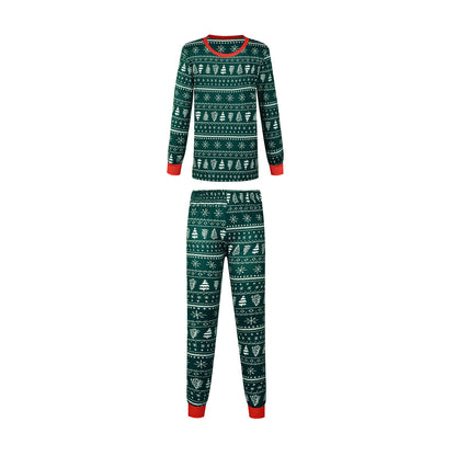 Christmas Print Contrast Color Pajamas