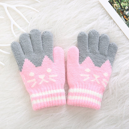 Gloves for Children (Unisex) with Cat Pattern