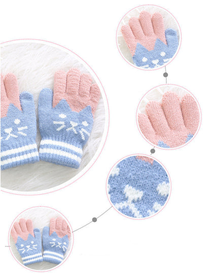 Gloves for Children (Unisex) with Cat Pattern