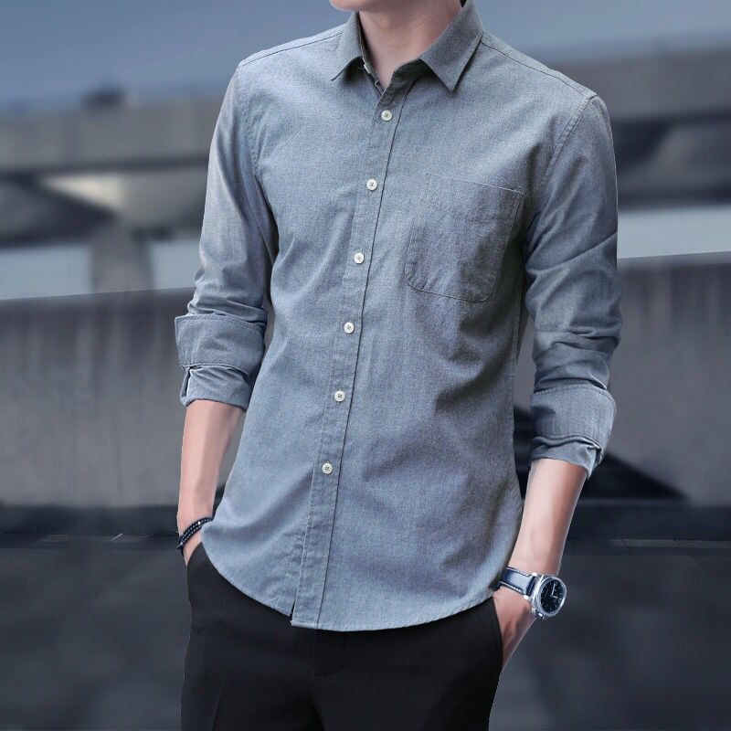Youth & Men's Slim Fit Casual Long Sleeve Shirts
