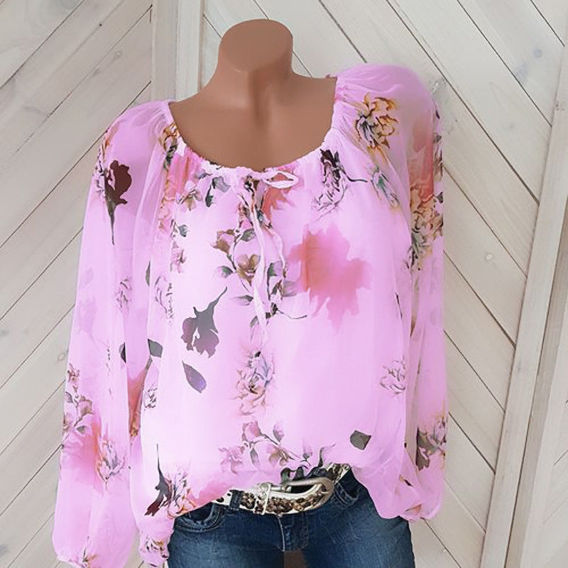 Women's Fashion Printed Loose Long Sleeved Shirts