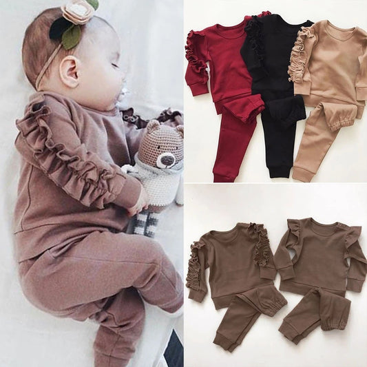 Newborn Baby Unisex Clothing Set Long Sleeve Sweatshirt Tops Pants Infant Kids 2Pcs Outfits Clothes Set Fall Clothes