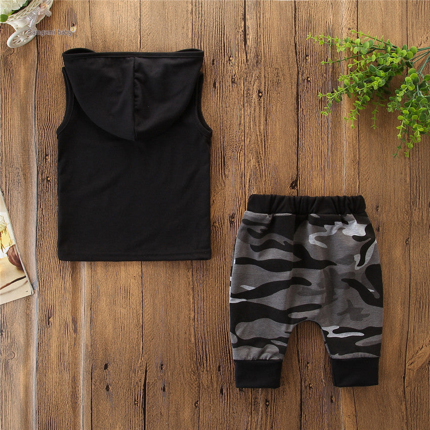 Toddler Kids Baby Boy Sleeveless Hooded Outfits