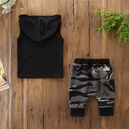 Toddler Kids Baby Boy Sleeveless Hooded Outfits