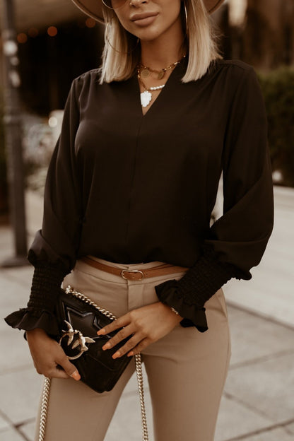 Youth & Women`s Solid color simple V-neck Shirt