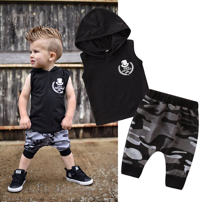 Toddler Kids Baby Boy Sleeveless Hooded Outfits
