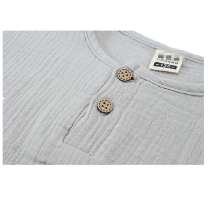 Boys' Short-sleeved Cotton And Linen T-shirts