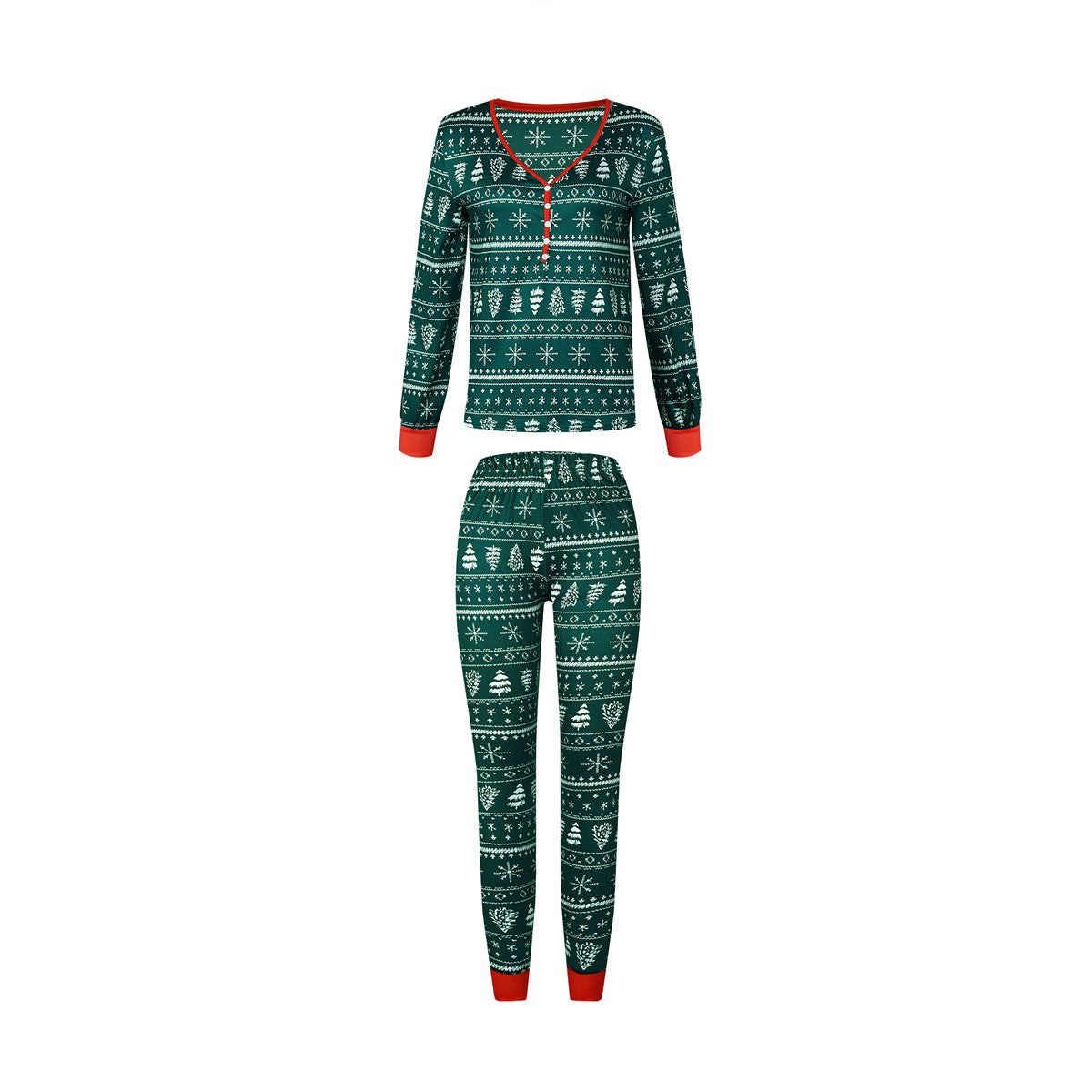 Christmas Print Contrast Color Pajamas