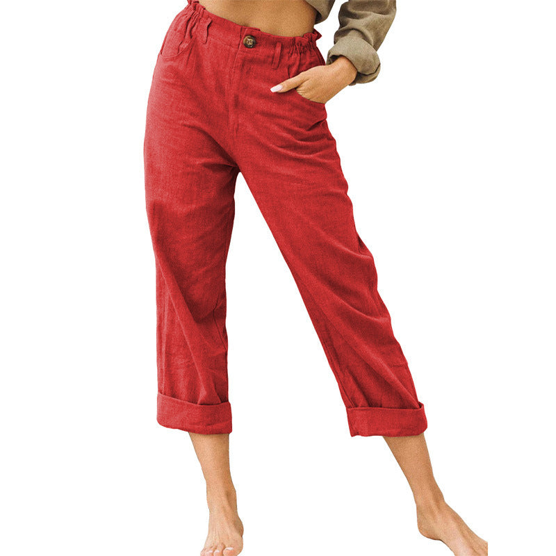 Youth & Women's Joggers Pants Fashion High Waist Casual Pants With Pockets