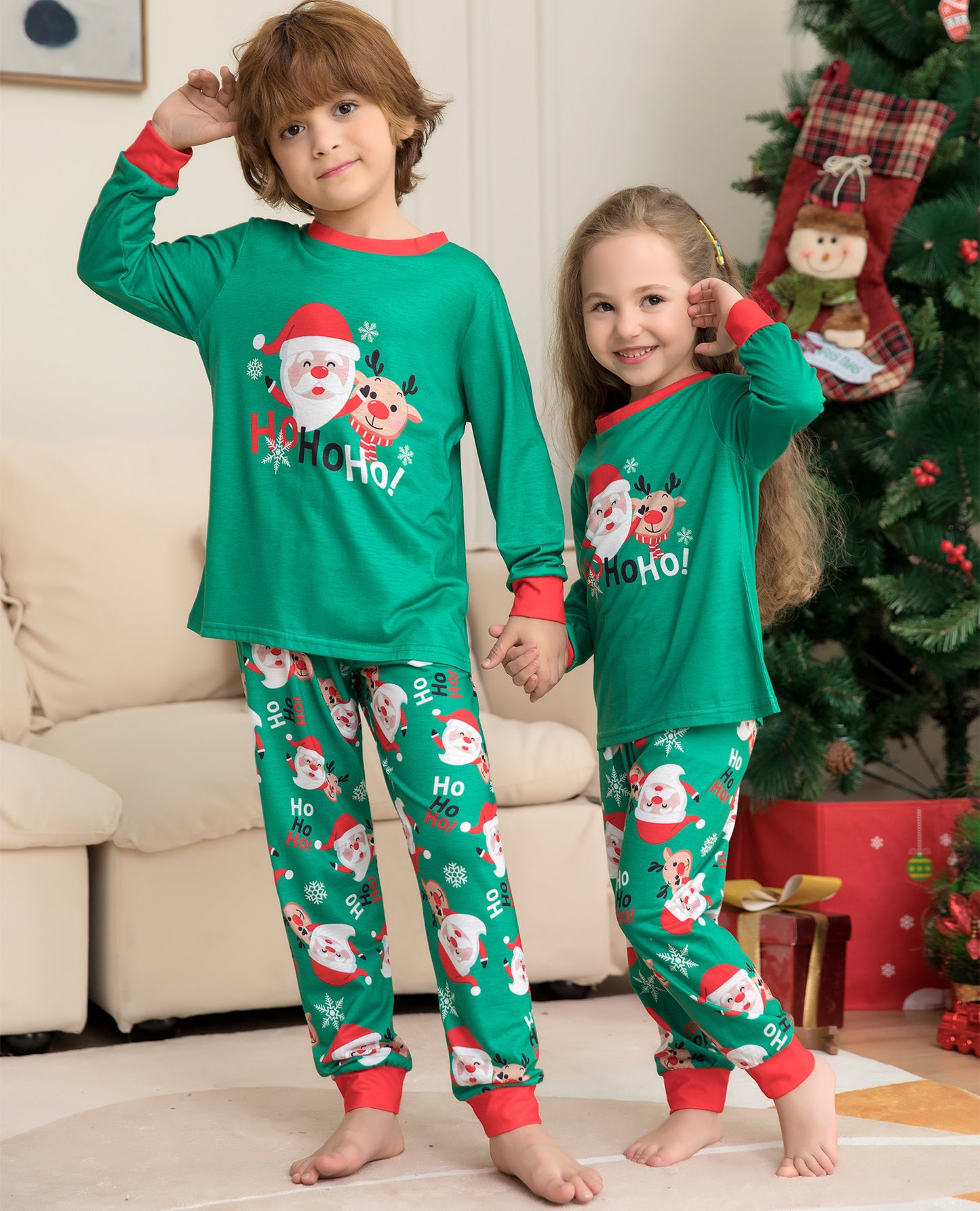 Christmas Homewear Santa Print Parent-Child Suit