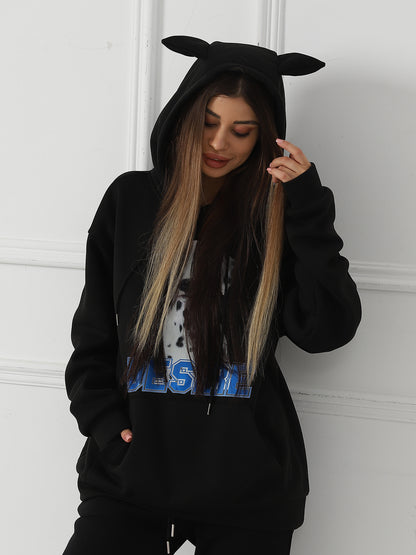 Youth & Women's Fashionable Casual Printed Long Sleeved Hoodies