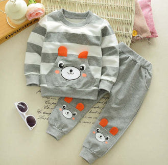 Clothing Suit Toddler Cartoon Bear Striped Sweat Shirt & Pant