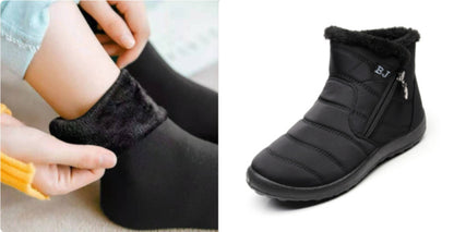 Girls Side Zipper Mid-Calf Widened Waterproof Snow Boots