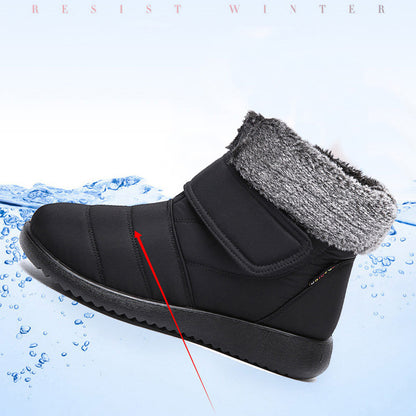Snow Boots Winter Warm Plush Shoes With Velcro-design Flat Ankle Boots