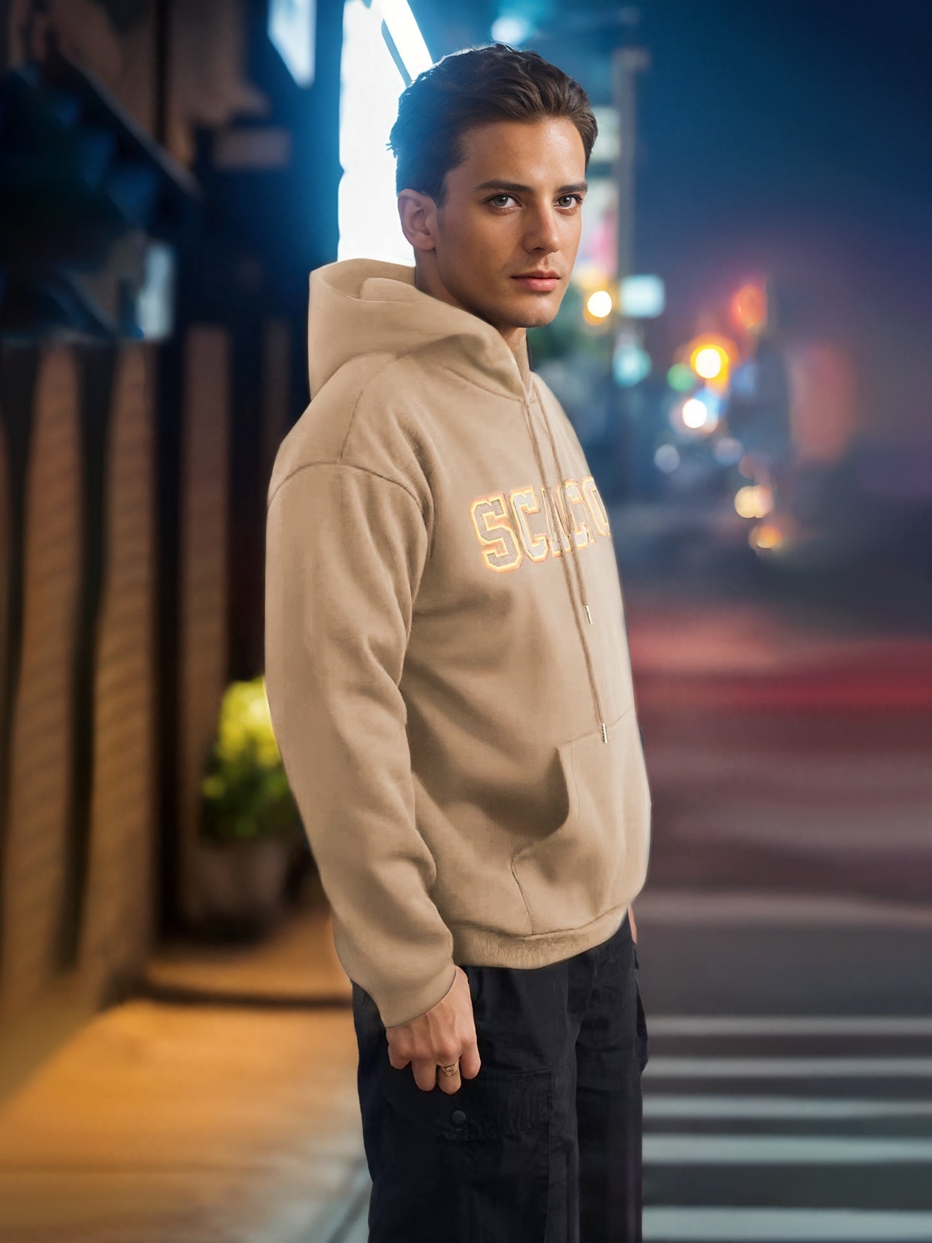 Girls & Boys Fashionable Solid Color Long Sleeved Printed Hoodie