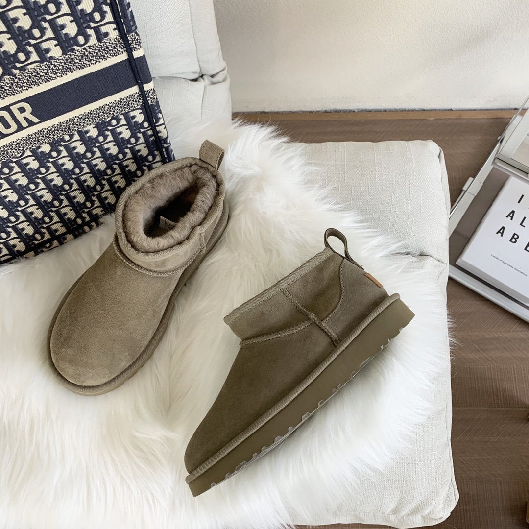 Girls & Women's Sheepskin And Wool All-In-One Short Winter Snow Boots