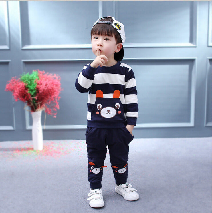 Clothing Suit Toddler Cartoon Bear Striped Sweat Shirt & Pant