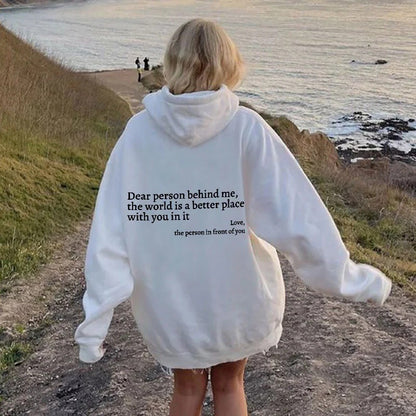 Youth's Plush Letter Printed Kangaroo Pocket Drawstring Printed Hoodie Unisex Trendy Hoodies