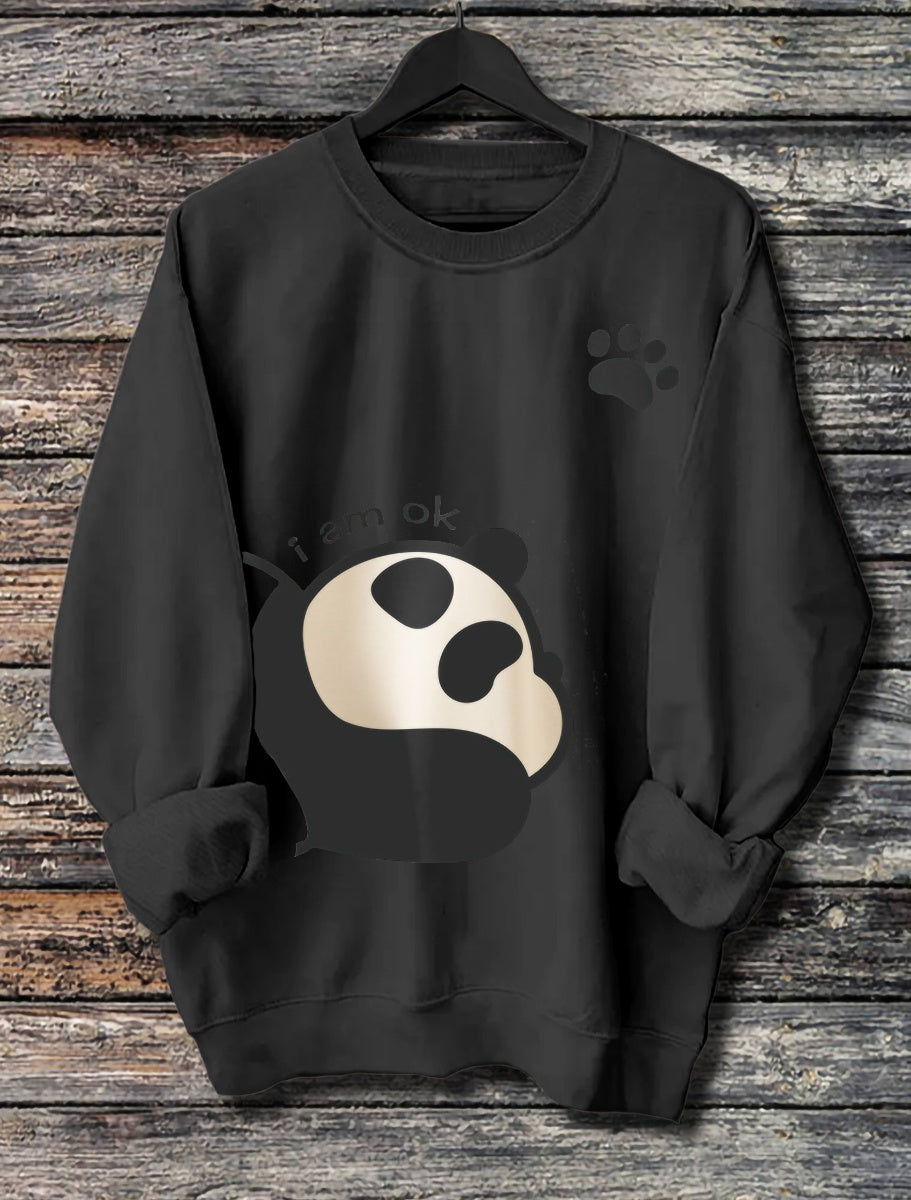 Girls & Women's Long-Sleeved Panda Print Sweatshirt