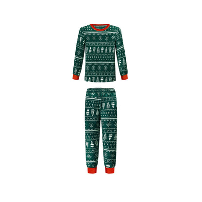 Christmas Print Contrast Color Pajamas