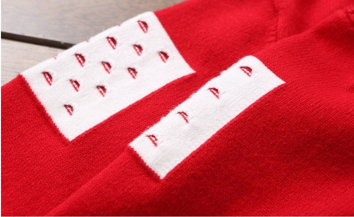 Girls' Round Neck Cartoon Pullover Knitted Sweater