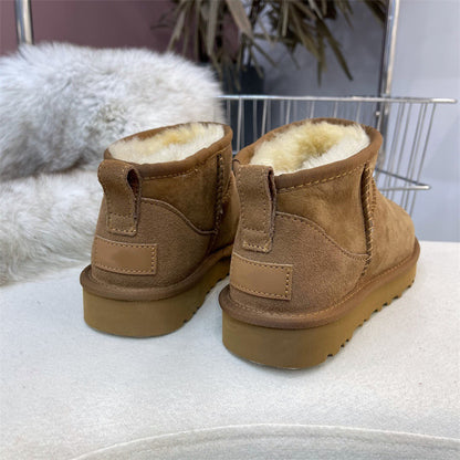 Snow Boots Girls Fur Integrated Ins Short Wool / Sheepskin Upper