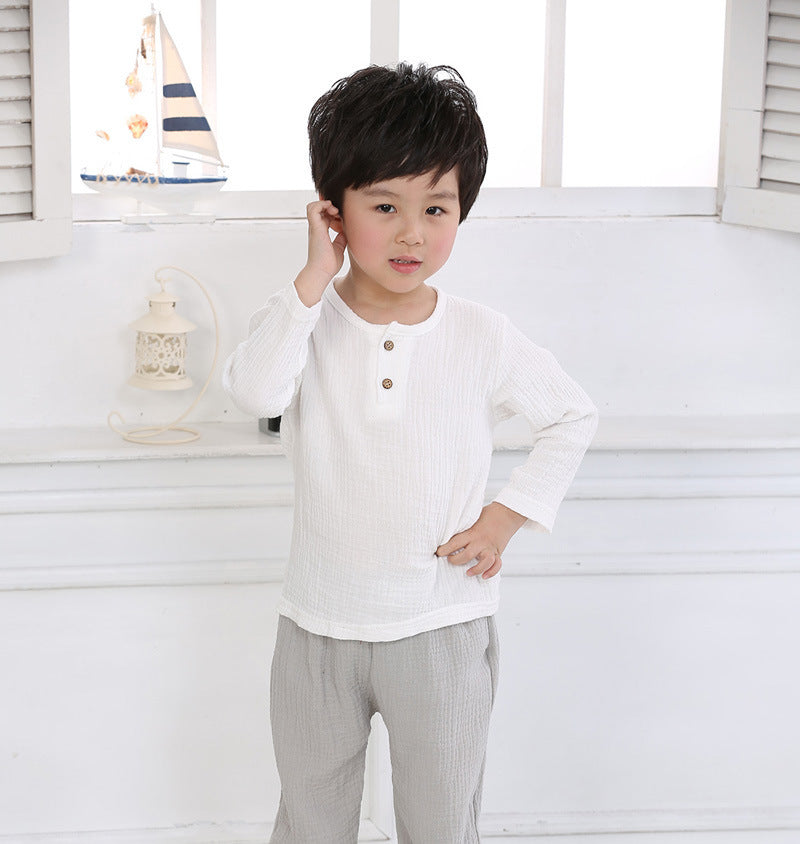 Boys' Short-sleeved Cotton And Linen T-shirts