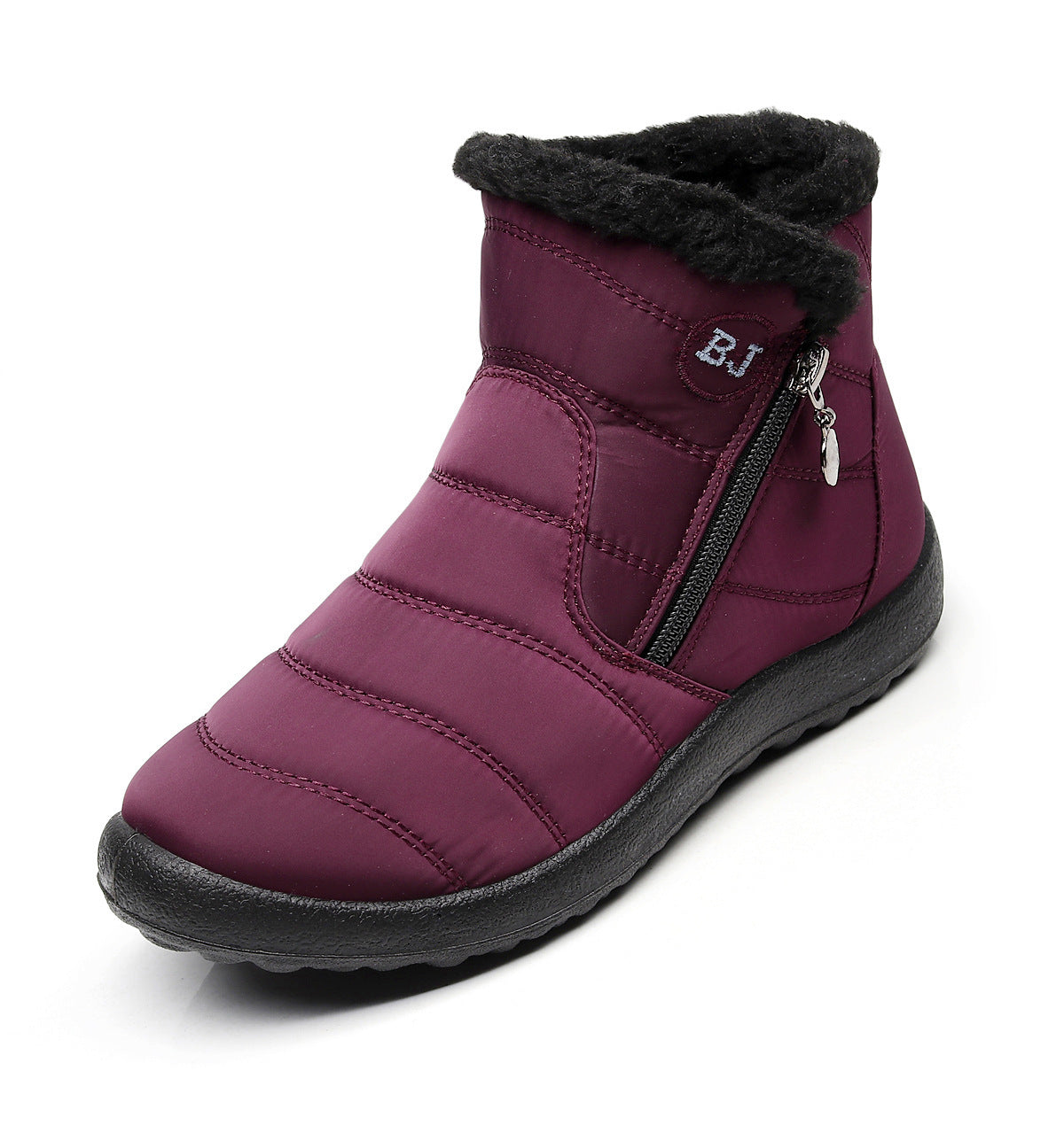 Girls Side Zipper Mid-Calf Widened Waterproof Snow Boots