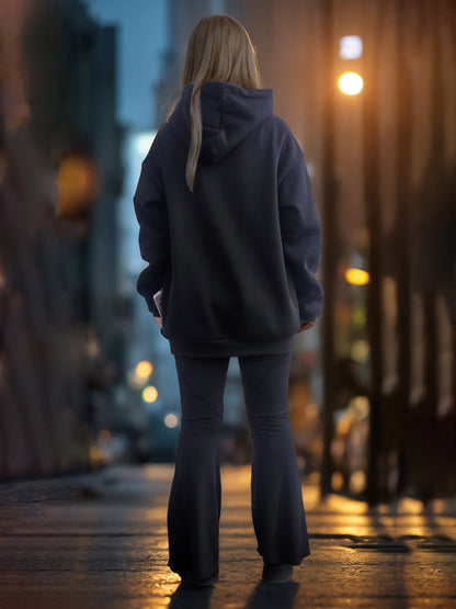 Girls & Boys Fashionable Solid Color Long Sleeved Printed Hoodie