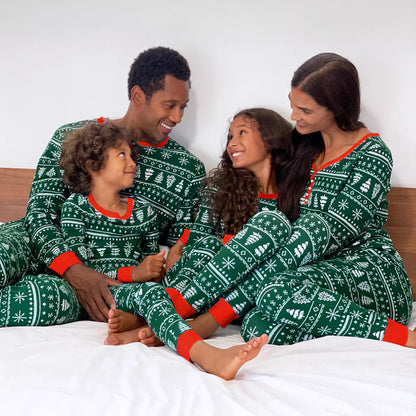 Christmas Print Contrast Color Pajamas