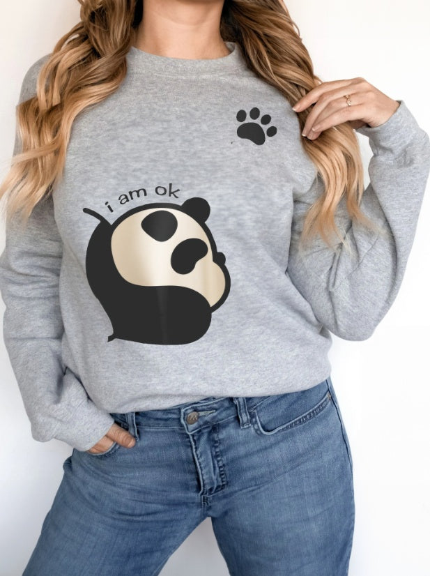 Girls & Women's Long-Sleeved Panda Print Sweatshirt