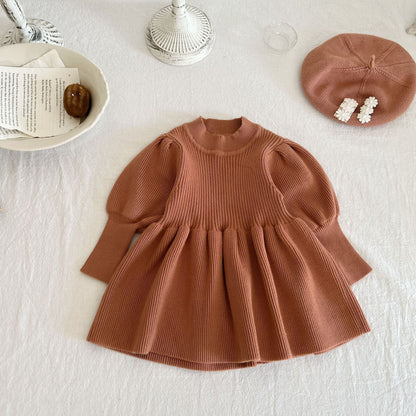 Girls' Western Style Princess Knitted Dress