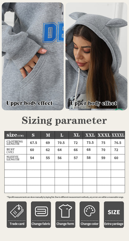 Youth & Women's Fashionable Casual Printed Long Sleeved Hoodies