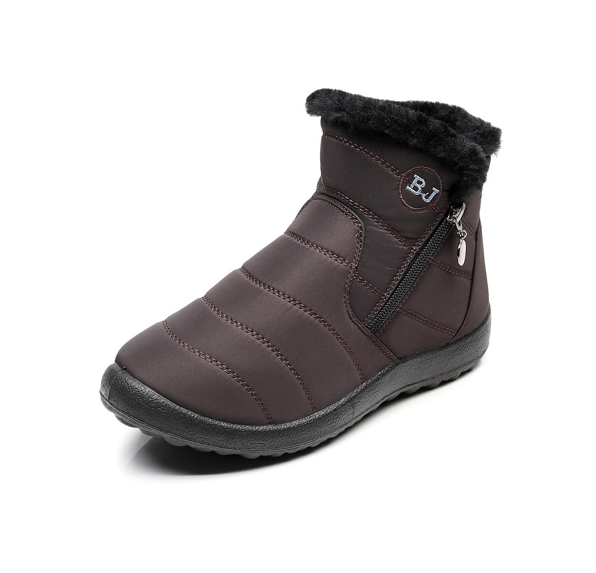 Girls Side Zipper Mid-Calf Widened Waterproof Snow Boots